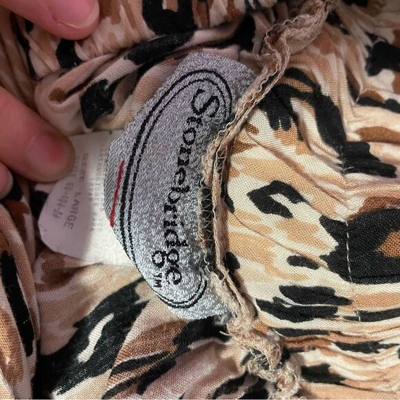 Vintage Maxi Skirt L Cheetah Print Pull On Boho Floral Hippie Rayon - Picture 4 of 5